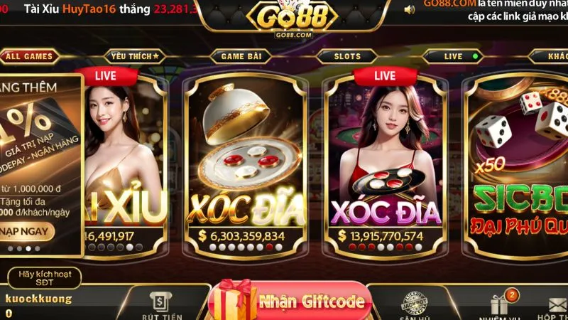 GIFTCODE xóc đĩa online GO88 là gì?